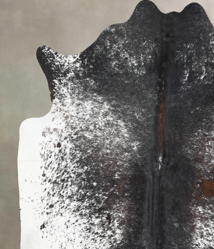 Salt and Pepper Black X-Large Brazilian Cowhide Rug 7'4"H x 6'8"W #B12707 by Hudson Hides