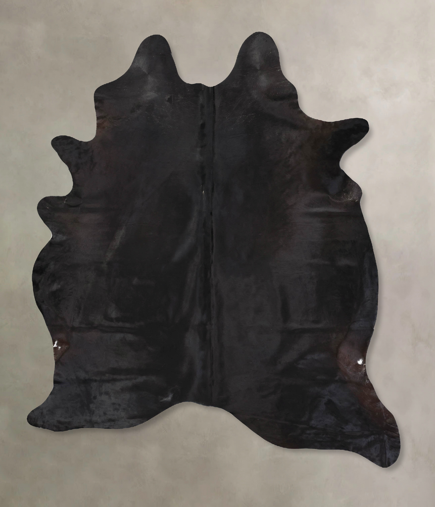 Solid Black X-Large Brazilian Cowhide Rug 7'6"H x 5'10"W #B12735 by Hudson Hides