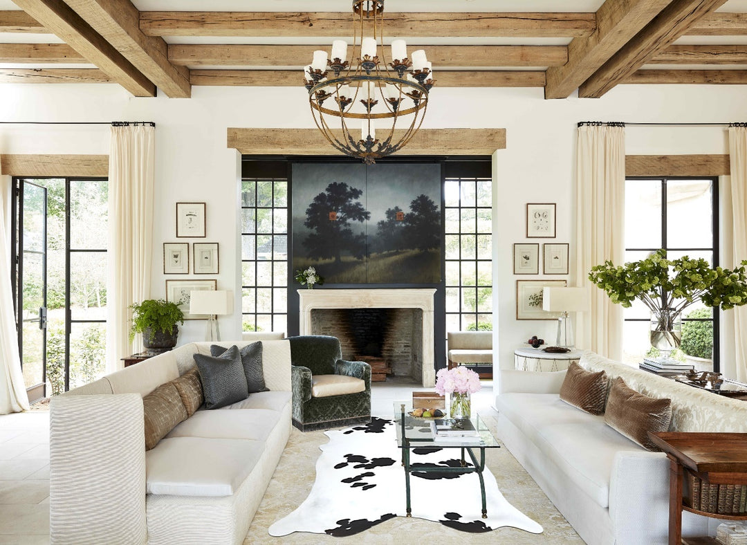 Black and White XX-Large Brazilian Cowhide Rug 7'10"H x 6'6"W #B12747 