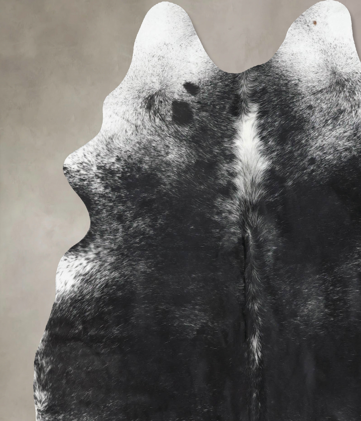 Salt and Pepper Black X-Large Brazilian Cowhide Rug 7'3"H x 6'3"W #B12763 by Hudson Hides