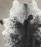 Salt and Pepper Black X-Large Brazilian Cowhide Rug 7'10"H x 6'0"W #B12767 by Hudson Hides
