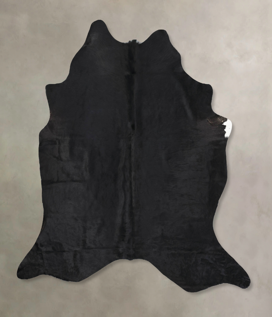 Solid Black X-Large Brazilian Cowhide Rug 6'11"H x 6'2"W #B12778 by Hudson Hides