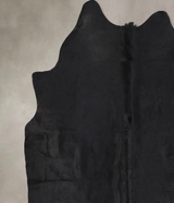 Solid Black X-Large Brazilian Cowhide Rug 6'11"H x 6'2"W #B12778 by Hudson Hides
