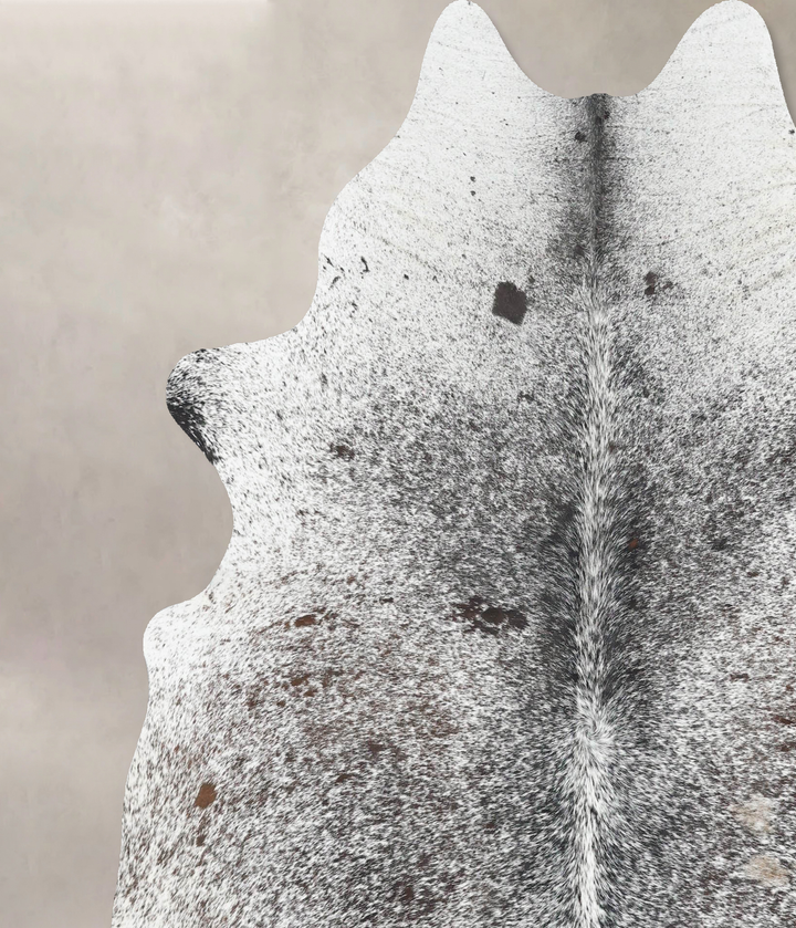 Salt and Pepper Black X-Large Brazilian Cowhide Rug 7'5"H x 6'5"W #B12789 by Hudson Hides