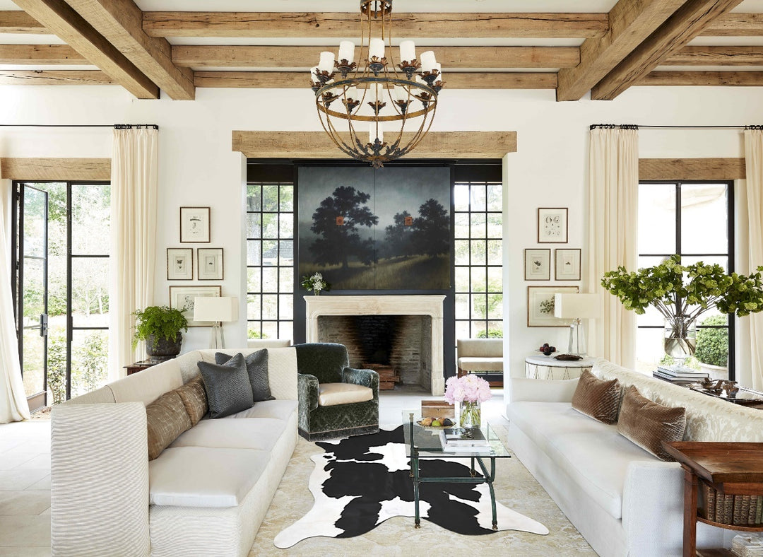 Black and White XX-Large Brazilian Cowhide Rug 7'9"H x 6'9"W #B12817 b
