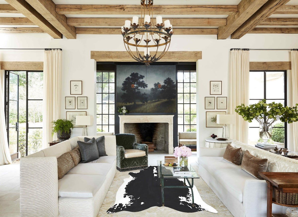 Black and White XX-Large Brazilian Cowhide Rug 7'10"H x 6'7"W #B12820 by Hudson Hides