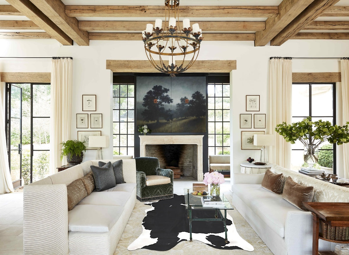 Black and White X-Large Brazilian Cowhide Rug 8'0"H x 6'1"W #B12829 by Hudson Hides