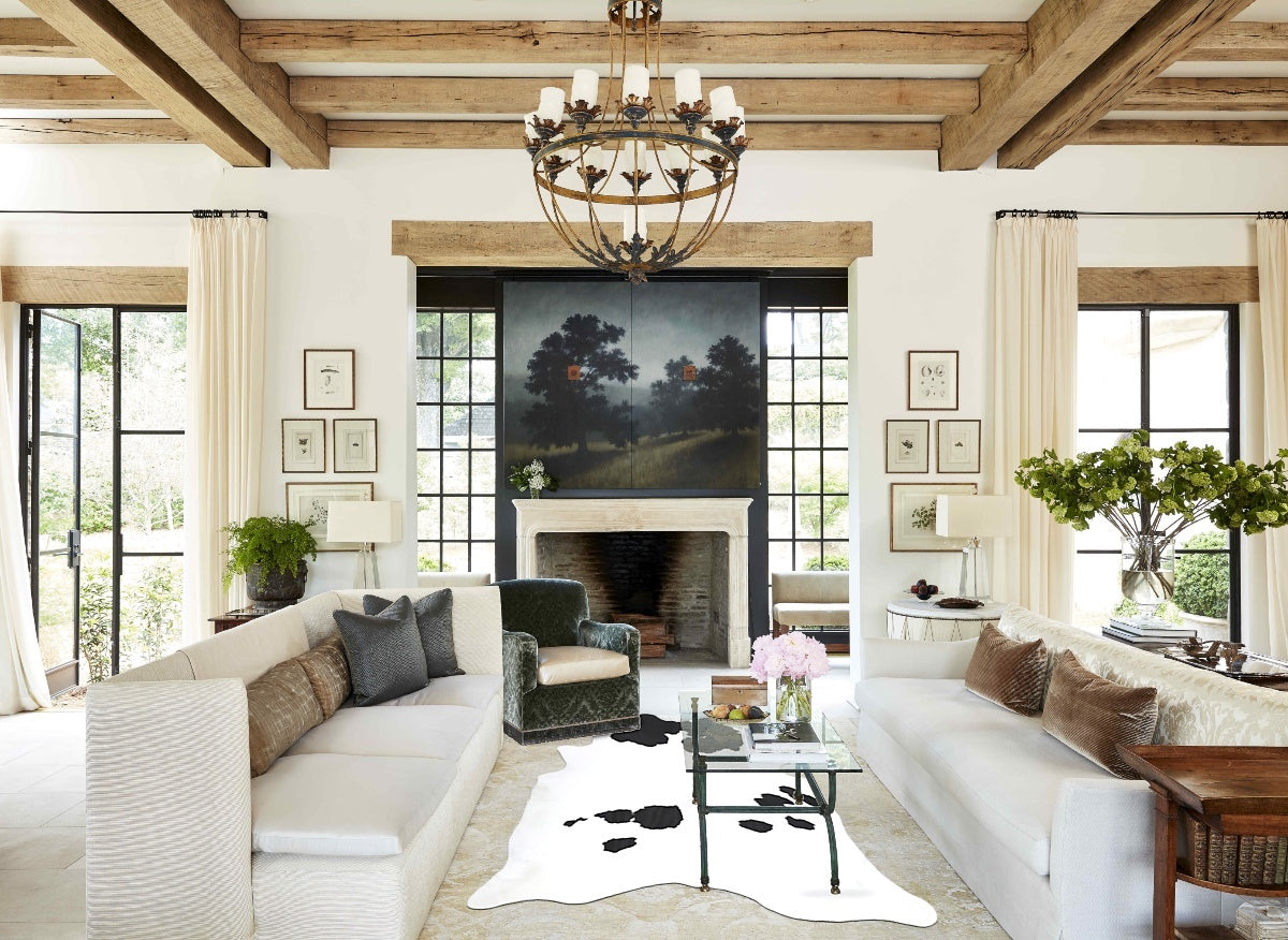 Black and White XX-Large Brazilian Cowhide Rug 8'1"H x 6'3"W #B12830 by Hudson Hides