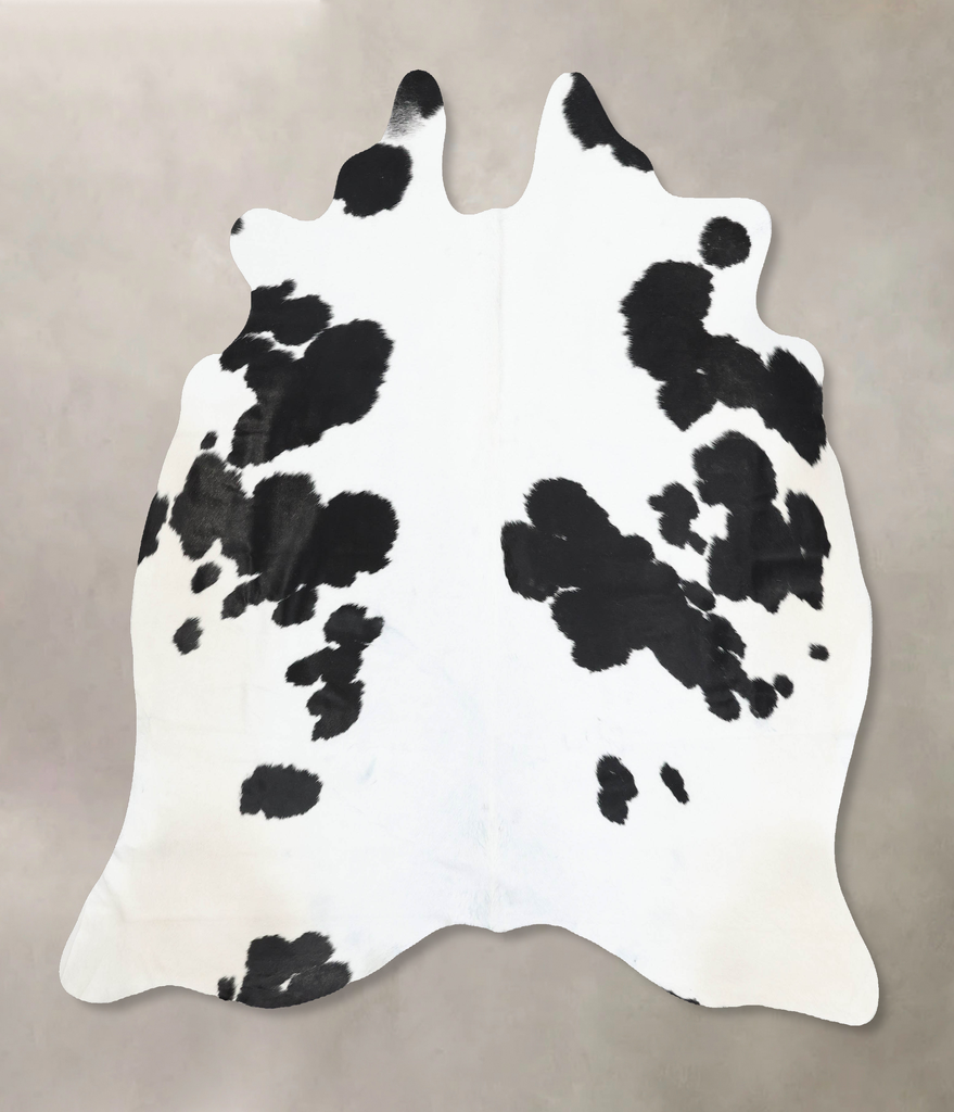 Black and White X-Large Brazilian Cowhide Rug 7'1"H x 6'11"W #B12832 by Hudson Hides