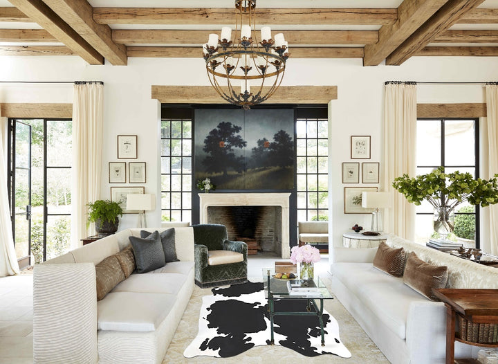 Black and White X-Large Brazilian Cowhide Rug 7'1"H x 6'0"W #B12835 by Hudson Hides