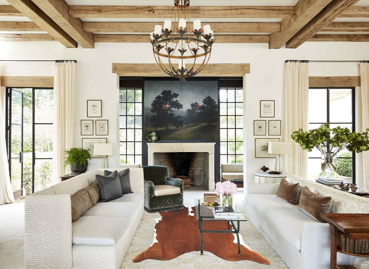 Brown and White Regular XX-Large Brazilian Cowhide Rug 7'1"H x 7'0"W #B12842 by Hudson Hides