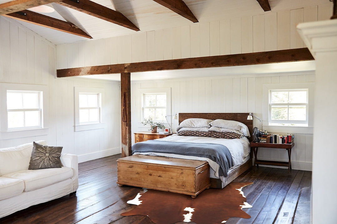 Brown and White Regular XX-Large Brazilian Cowhide Rug 7'1"H x 7'0"W #