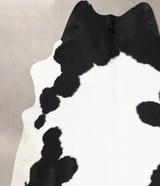 Black and White X-Large Brazilian Cowhide Rug 7'1"H x 6'10"W #B12847 by Hudson Hides