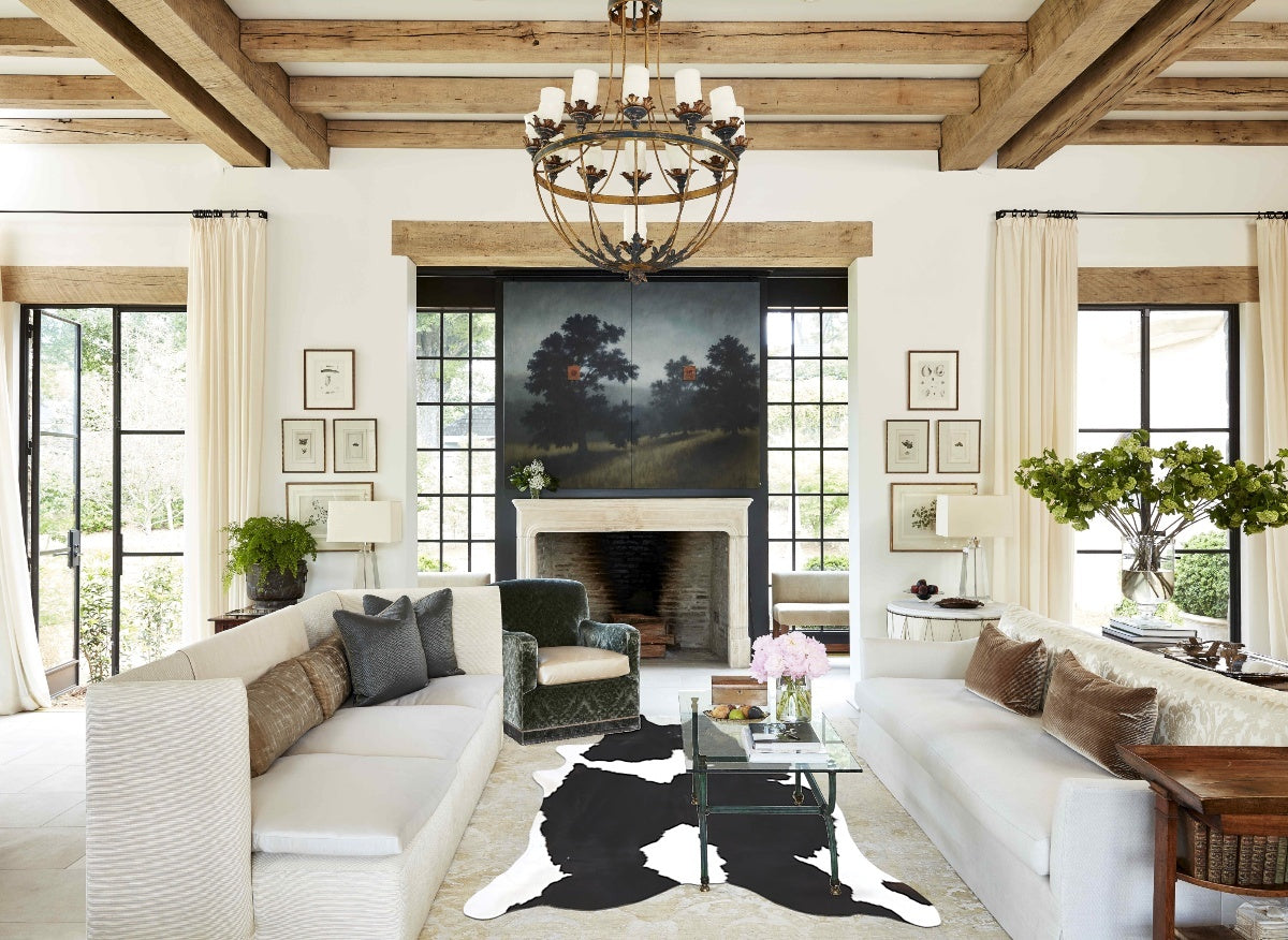 Black and White XX-Large Brazilian Cowhide Rug 8'2"H x 6'10"W #B12851 by Hudson Hides