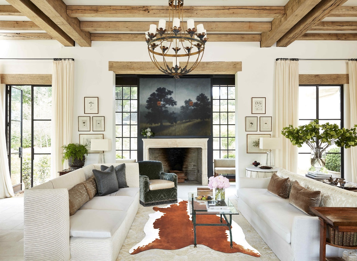 Hereford XX-Large Brazilian Cowhide Rug 7'8"H x 6'8"W #B12857 by Hudson Hides