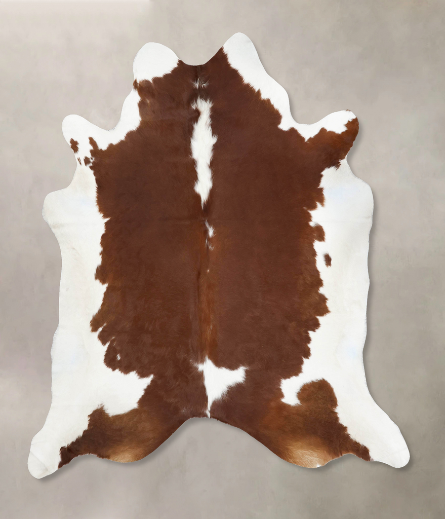 Brown and White XX-Large Brazilian Cowhide Rug 8'4"H x 7'7"W #B12867 by Hudson Hides