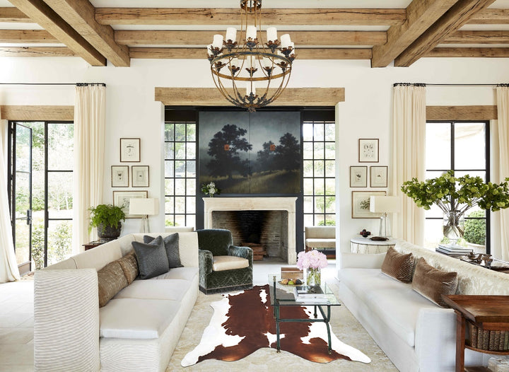Brown and White XX-Large Brazilian Cowhide Rug 8'4"H x 7'7"W #B12867 by Hudson Hides