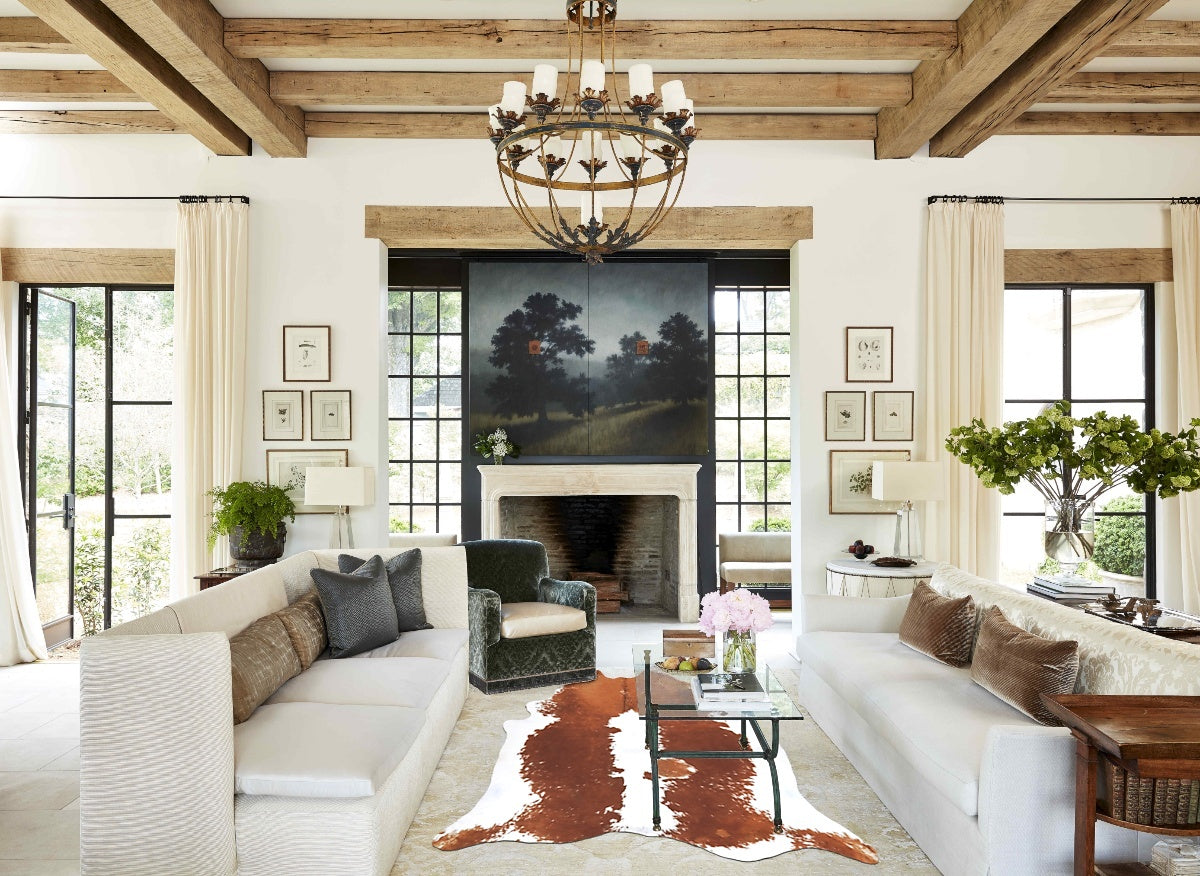Brown and White XX-Large Brazilian Cowhide Rug 8'2"H x 7'4"W #B12869 by Hudson Hides