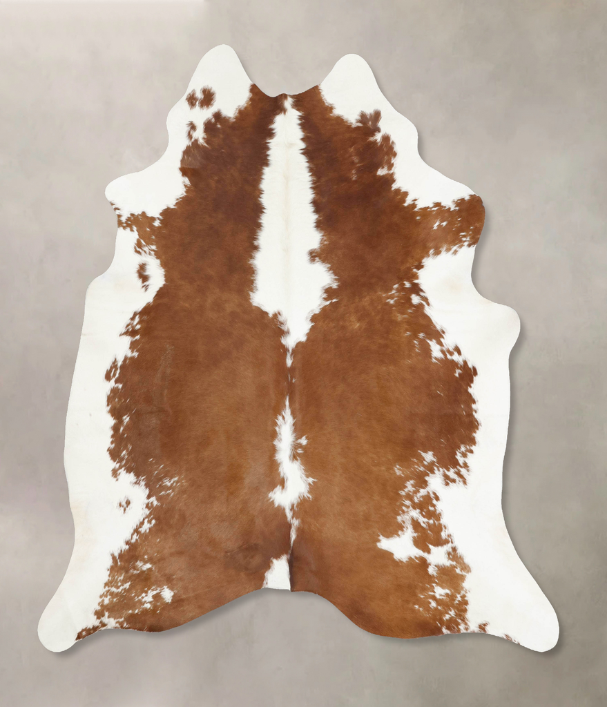 Brown and White XX-Large Brazilian Cowhide Rug 7'7"H x 6'8"W #B12884 by Hudson Hides