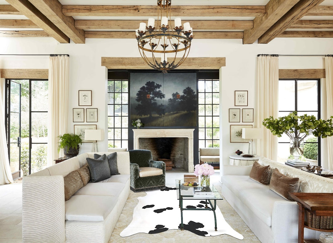 Black and White XX-Large Brazilian Cowhide Rug 8'2"H x 7'1"W #B12893 b