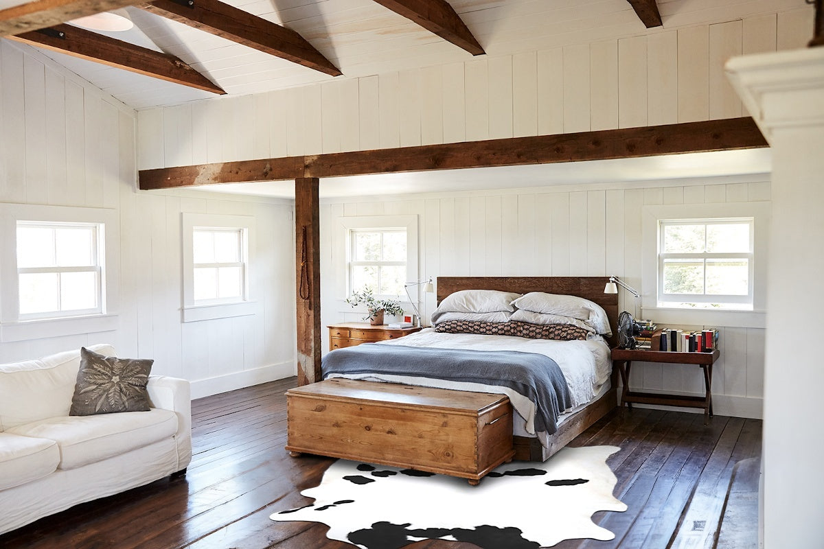 Black and White XX-Large Brazilian Cowhide Rug 8'2"H x 7'1"W #B12893 by Hudson Hides