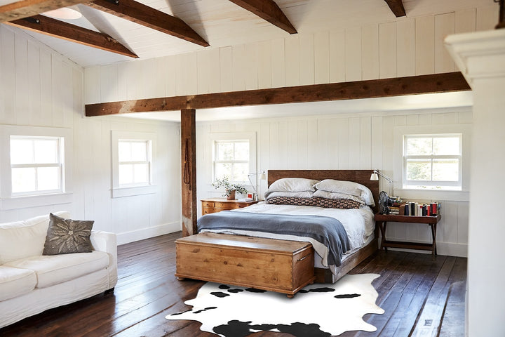 Black and White XX-Large Brazilian Cowhide Rug 8'2"H x 7'1"W #B12893 by Hudson Hides