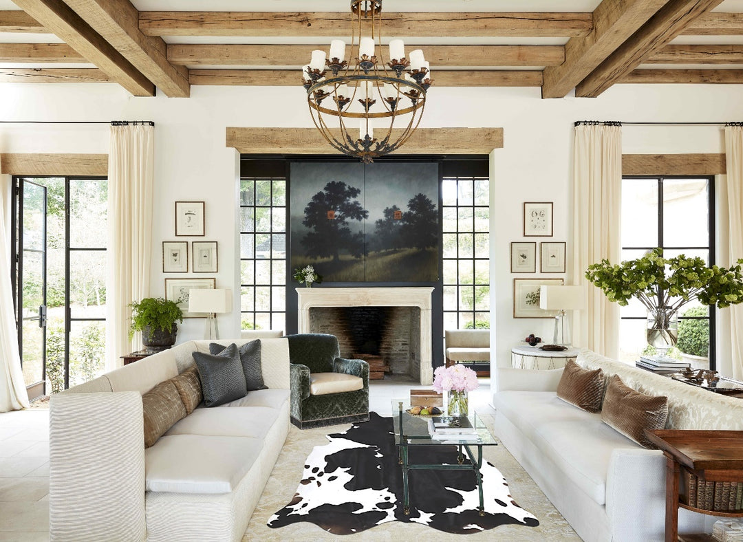 Black and White XX-Large Brazilian Cowhide Rug 8'8"H x 7'3"W #B12910 b