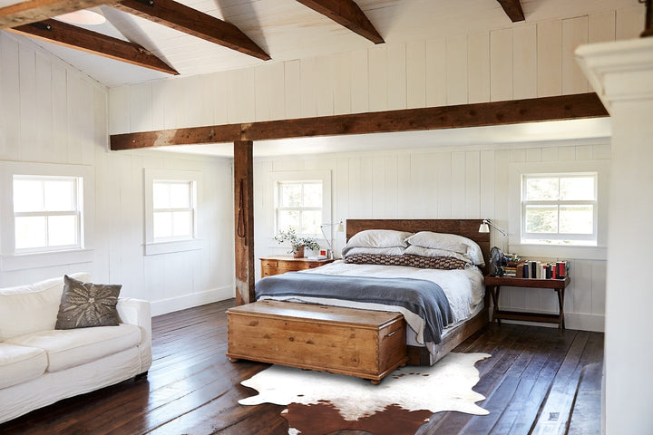Brown and White XX-Large Brazilian Cowhide Rug 8'2"H x 6'10"W #B12917 by Hudson Hides