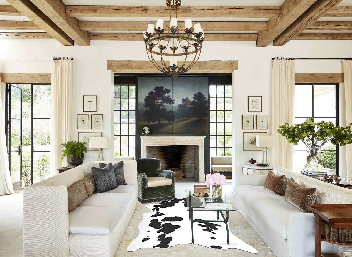 Black and White XX-Large Brazilian Cowhide Rug 8'1"H x 6'6"W #B12950 by Hudson Hides