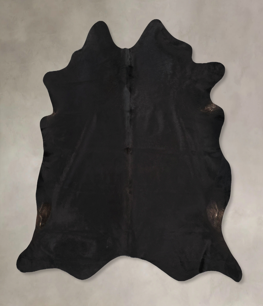 Solid Black XX-Large Brazilian Cowhide Rug 7'3"H x 7'0"W #B12960 by Hudson Hides