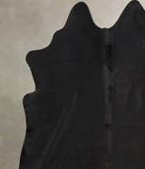 Solid Black XX-Large Brazilian Cowhide Rug 7'3"H x 7'0"W #B12960 by Hudson Hides
