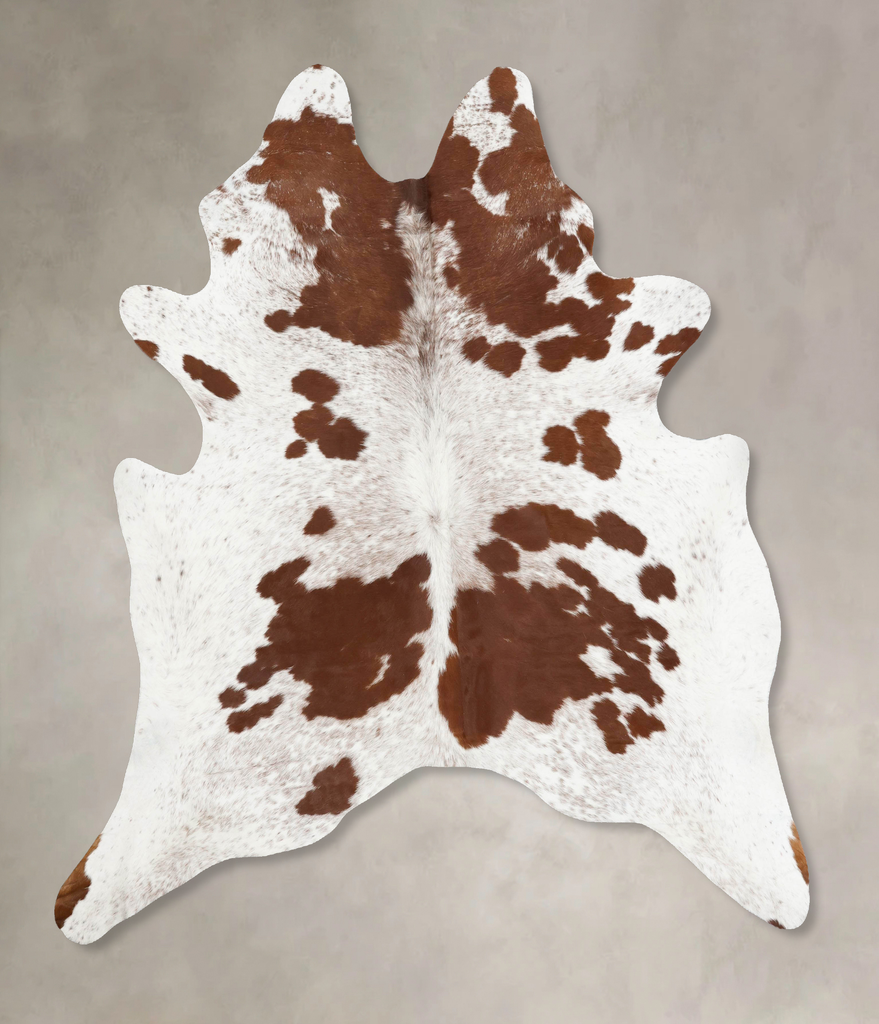 Brown and White XX-Large Brazilian Cowhide Rug 7'10"H x 6'11"W #B12977 by Hudson Hides