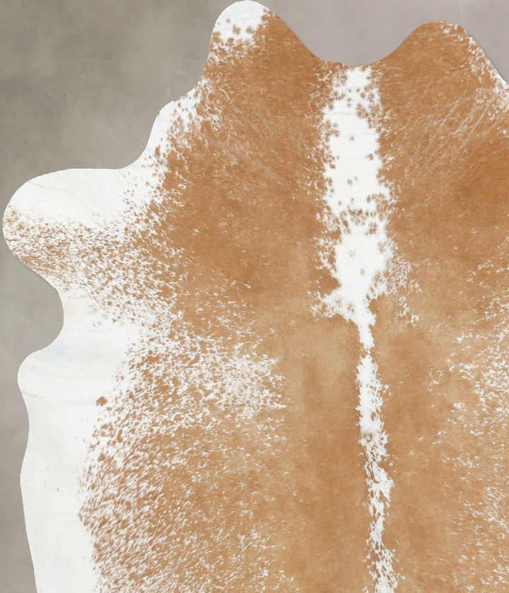 Beige and White X-Large Brazilian Cowhide Rug 7'4"H x 6'5"W #B12994 by Hudson Hides
