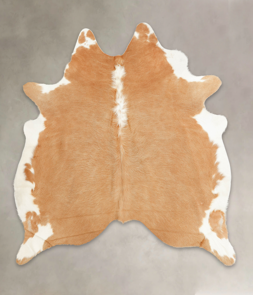 Beige and White X-Large Brazilian Cowhide Rug 7'5"H x 6'8"W #B1301 by Hudson Hides
