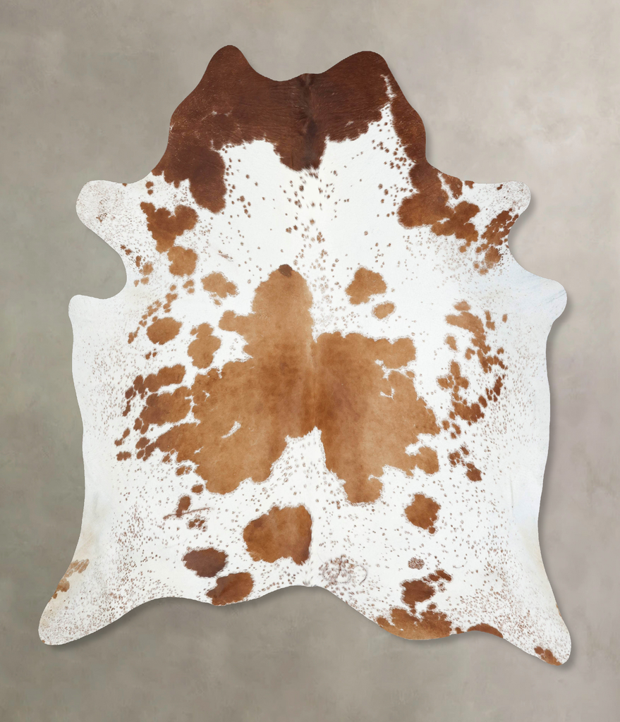 Brown and White XX-Large Brazilian Cowhide Rug 8'1"H x 7'4"W #B13024 by Hudson Hides