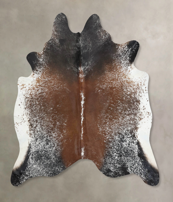 Salt and Pepper Brown X-Large Brazilian Cowhide Rug 7'0"H x 6'7"W #B13037 by Hudson Hides
