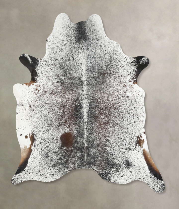 Salt and Pepper Brown X-Large Brazilian Cowhide Rug 7'6"H x 6'4"W #B13062 by Hudson Hides