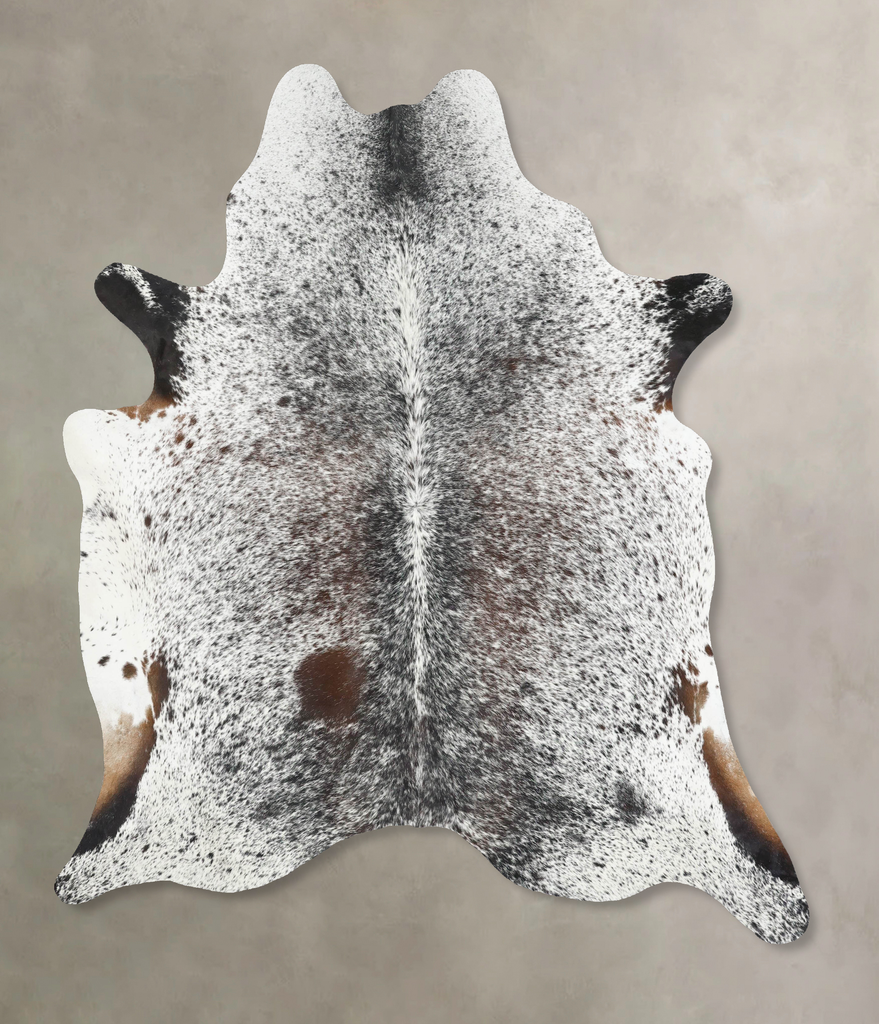 Salt and Pepper Brown X-Large Brazilian Cowhide Rug 7'6"H x 6'4"W #B13062 by Hudson Hides
