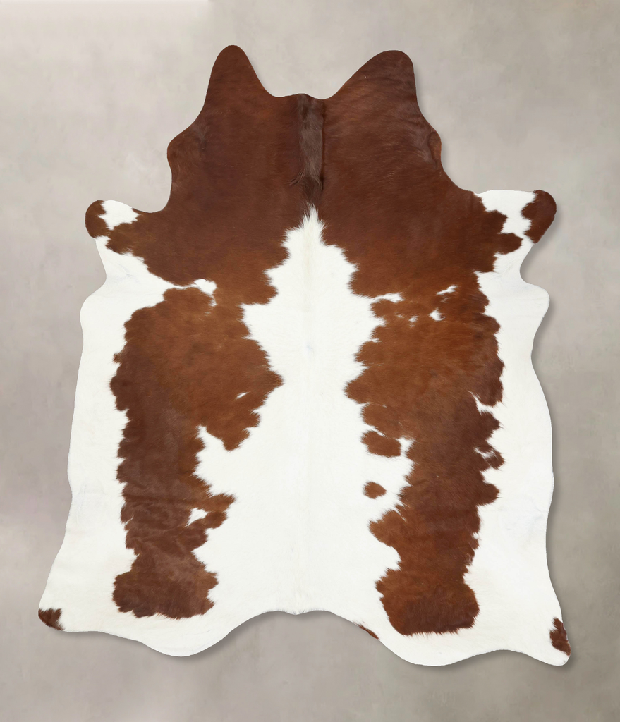 Brown and White XX-Large Brazilian Cowhide Rug 8'0"H x 6'10"W #B13087 by Hudson Hides