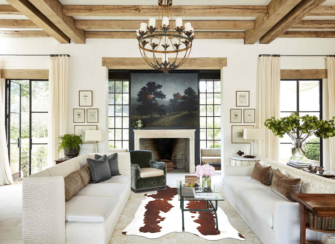 Brown and White XX-Large Brazilian Cowhide Rug 8'0"H x 6'10"W #B13087 