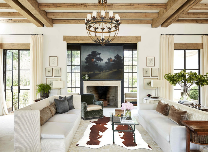 Brown and White XX-Large Brazilian Cowhide Rug 8'0"H x 6'10"W #B13087 by Hudson Hides