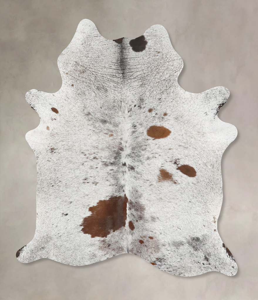 Salt and Pepper Brown X-Large Brazilian Cowhide Rug 8'1"H x 5'9"W #B13124 by Hudson Hides