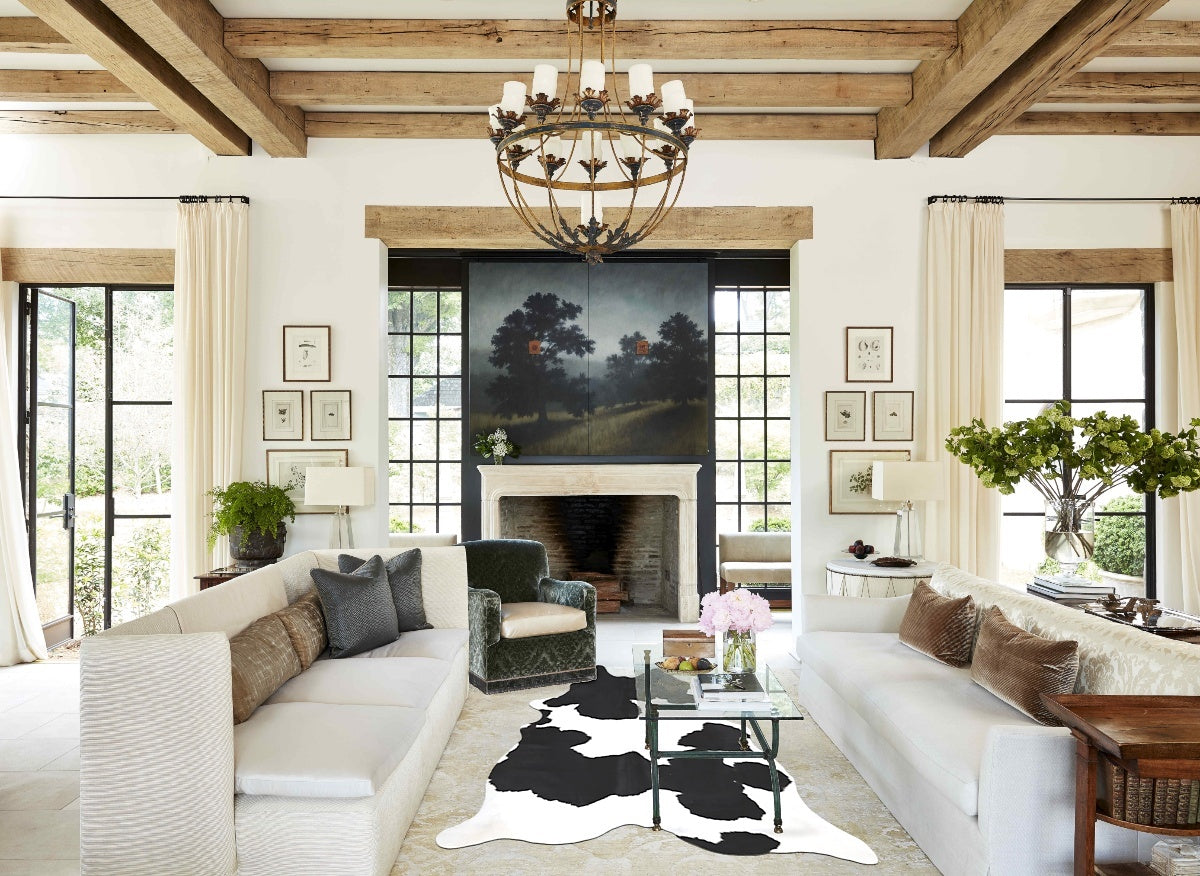 Black and White XX-Large Brazilian Cowhide Rug 8'5"H x 6'6"W #B13159 by Hudson Hides