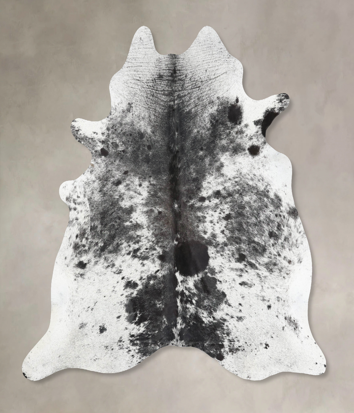 Salt and Pepper Black XX-Large Brazilian Cowhide Rug 7'8"H x 6'8"W #B13164 by Hudson Hides