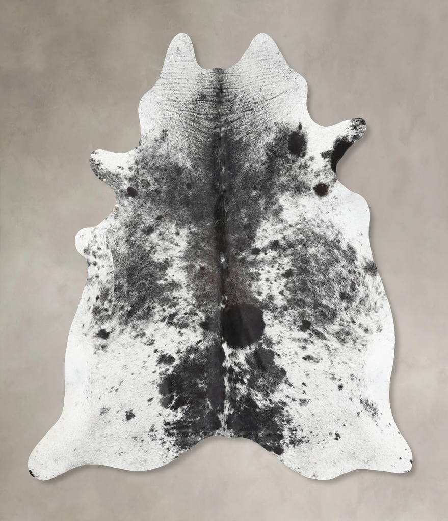 Salt and Pepper Black XX-Large Brazilian Cowhide Rug 7'8"H x 6'8"W #B13164 by Hudson Hides