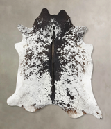Salt and Pepper Black X-Large Brazilian Cowhide Rug 7'2"H x 6'10"W #B13165 by Hudson Hides