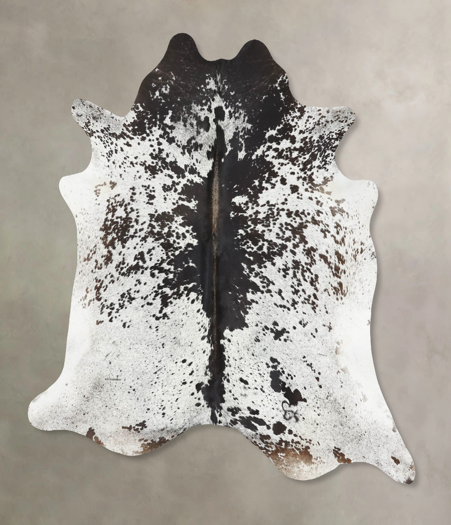 Salt and Pepper Black X-Large Brazilian Cowhide Rug 7'2"H x 6'10"W #B13165 by Hudson Hides