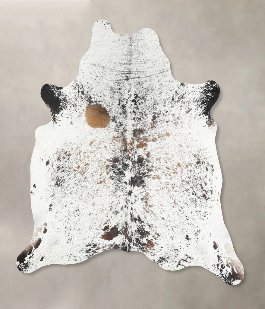 Salt and Pepper Brown XX-Large Brazilian Cowhide Rug 7'7"H x 6'9"W #B13199 by Hudson Hides