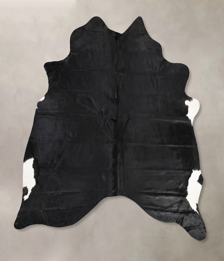 Solid Black X-Large Brazilian Cowhide Rug 7'2"H x 6'3"W #B13208 by Hudson Hides
