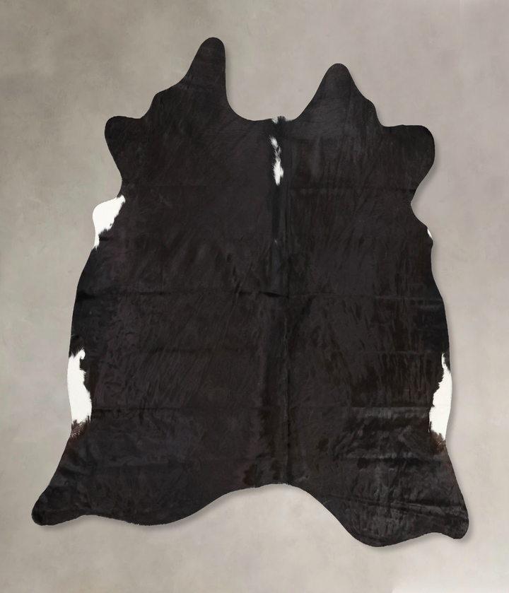 Solid Black X-Large Brazilian Cowhide Rug 7'0"H x 6'4"W #B13209 by Hudson Hides